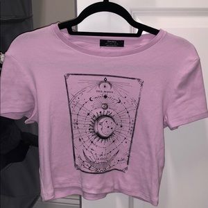 Bershka pink moon crop top